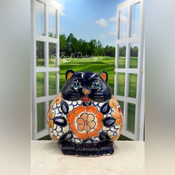 Meow Pablo Talavera Handmade Multi Colored Ceramic Planter Pot - Picture 1 of 8